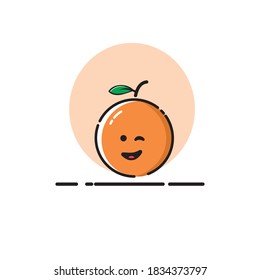 Orange icon cute vector illustration eye wink expression