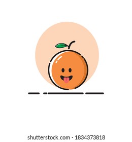 Orange icon cute vector illustration sticking tongue out expression