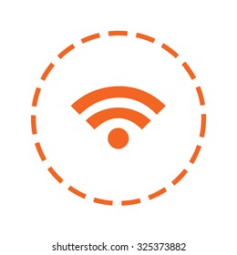 An Orange Icon with a Cutout Outline Isolated on a White Background - Wifi