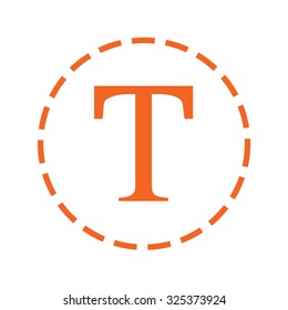 An Orange Icon with a Cutout Outline Isolated on a White Background - Text
