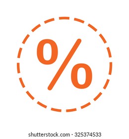An Orange Icon with a Cutout Outline Isolated on a White Background - Percent