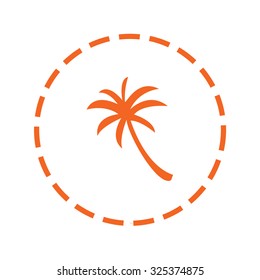 An Orange Icon with a Cutout Outline Isolated on a White Background - Palmtree