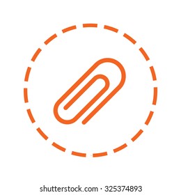 An Orange Icon with a Cutout Outline Isolated on a White Background - Paperclip