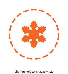 An Orange Icon with a Cutout Outline Isolated on a White Background - Snowflake