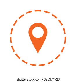 An Orange Icon with a Cutout Outline Isolated on a White Background - Pointer