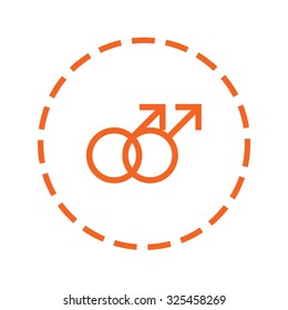 An Orange Icon with a Cutout Outline Isolated on a White Background - Gay