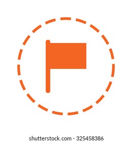An Orange Icon with a Cutout Outline Isolated on a White Background - Flag