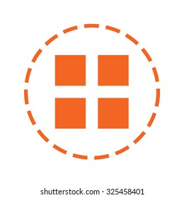 An Orange Icon with a Cutout Outline Isolated on a White Background - Image Grid
