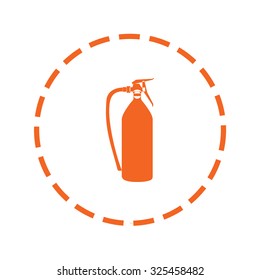 An Orange Icon with a Cutout Outline Isolated on a White Background - Fire Extinguisher