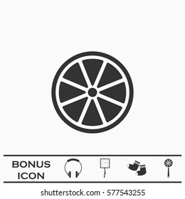 Orange icon flat. Black pictogram on white background. Vector illustration symbol and bonus button