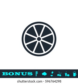 Orange icon flat. Black pictogram on white background. Vector illustration symbol and bonus button