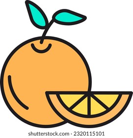 orange icon flat color style with trend black outline.