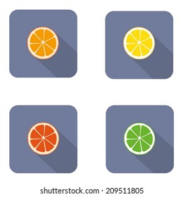 Orange icon. Flat design style modern vector illustration. Isolated on stylish color background. Flat long shadow icon. Elements in flat design.