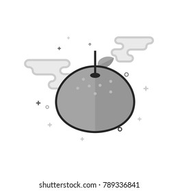Orange icon in flat outlined grayscale style. Vector illustration.