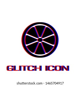 Orange icon flat. Simple pictogram - Glitch effect. Vector illustration symbol