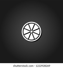Orange icon flat. Simple White pictogram on black background with shadow. Vector illustration symbol