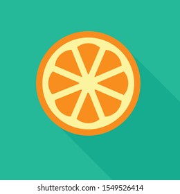 orange icon in flat style with long shadow, isolated vector illustration on green transparent background