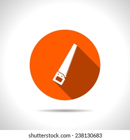 orange icon of hand saw