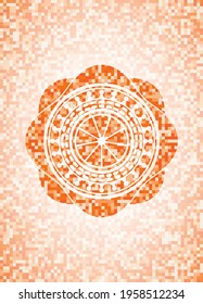 icono naranja dentro del emblema abstracto del mosaico naranja. 