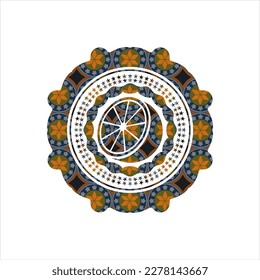 icono naranja dentro del fondo del emblema árabe. Decoración árabe. 