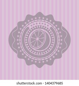 orange icon inside badge with pink background