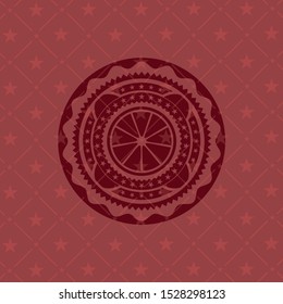 orange icon inside badge with red background
