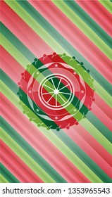 orange icon inside christmas badge.