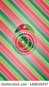 orange icon inside christmas badge background.