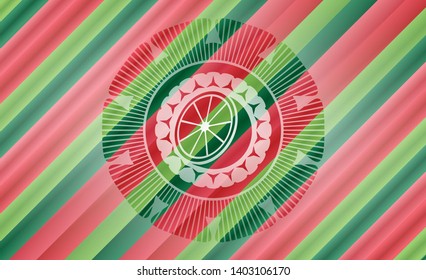 orange icon inside christmas colors badge.