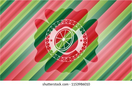 orange icon inside christmas emblem background.
