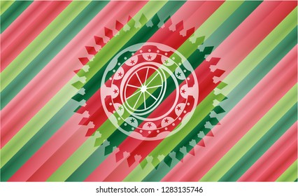 orange icon inside christmas emblem background.