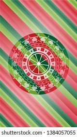 orange icon inside christmas emblem background.