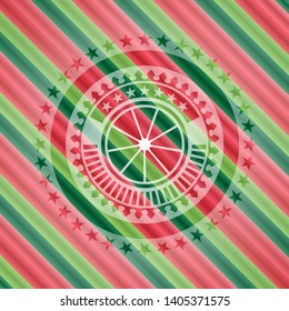 orange icon inside christmas emblem background.