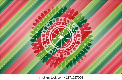 orange icon inside christmas style badge..