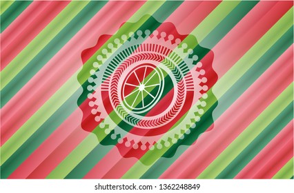 orange icon inside christmas style badge..