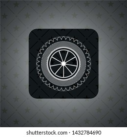 orange icon inside dark badge