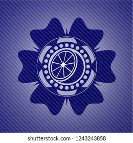 orange icon inside denim background