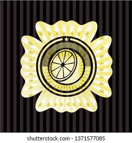 orange icon inside gold shiny badge