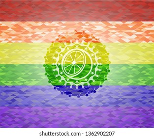 orange icon inside lgbt colors emblem 