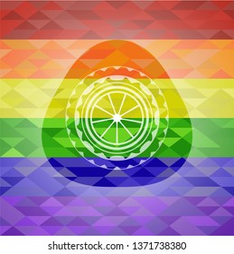 orange icon inside lgbt colors emblem 