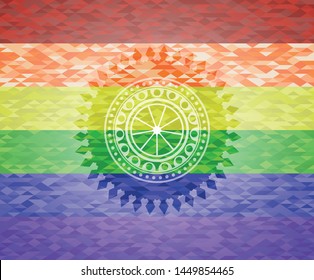 orange icon inside lgbt colors emblem 