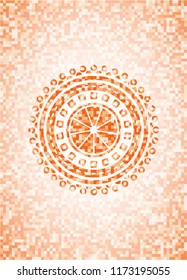 orange icon inside orange mosaic emblem