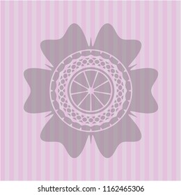 orange icon inside pink emblem. Vintage.