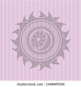 orange icon inside pink emblem
