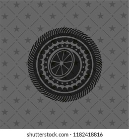 orange icon inside realistic dark emblem