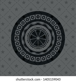 orange icon inside realistic dark emblem