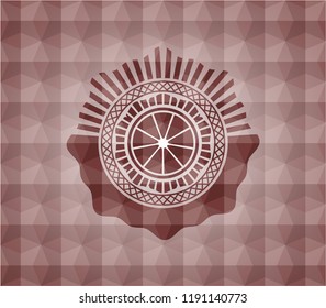 orange icon inside red badge with geometric pattern background. Seamless.