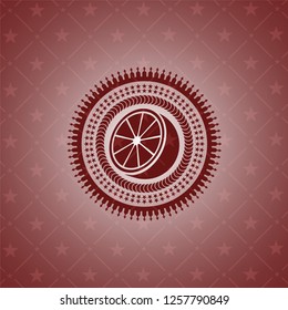 orange icon inside red emblem. Vintage.