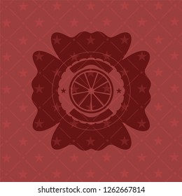 orange icon inside red emblem. Vintage.