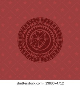 orange icon inside red emblem